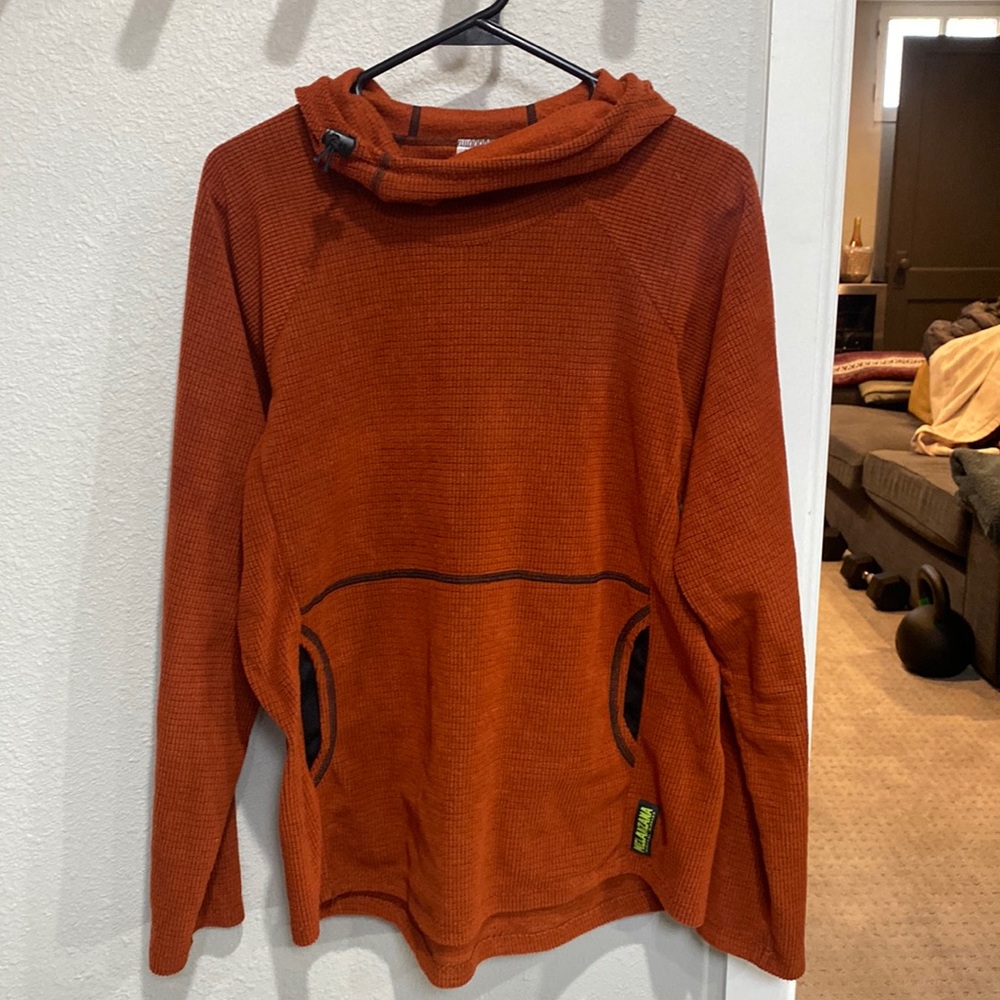 Melanzana Micro-Grid Hoodie Burnt Orange Mens M